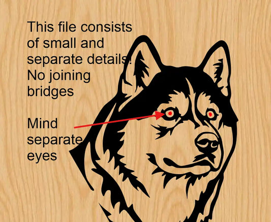 husky svg file head shown to focus on separate wye details of this vector clipart file
