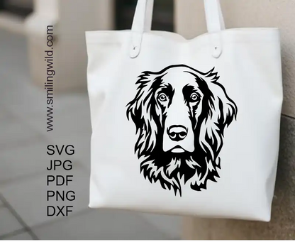 A tote bag design of an Irish Setter face vector digital cut file for Cricut machines and engraving projects