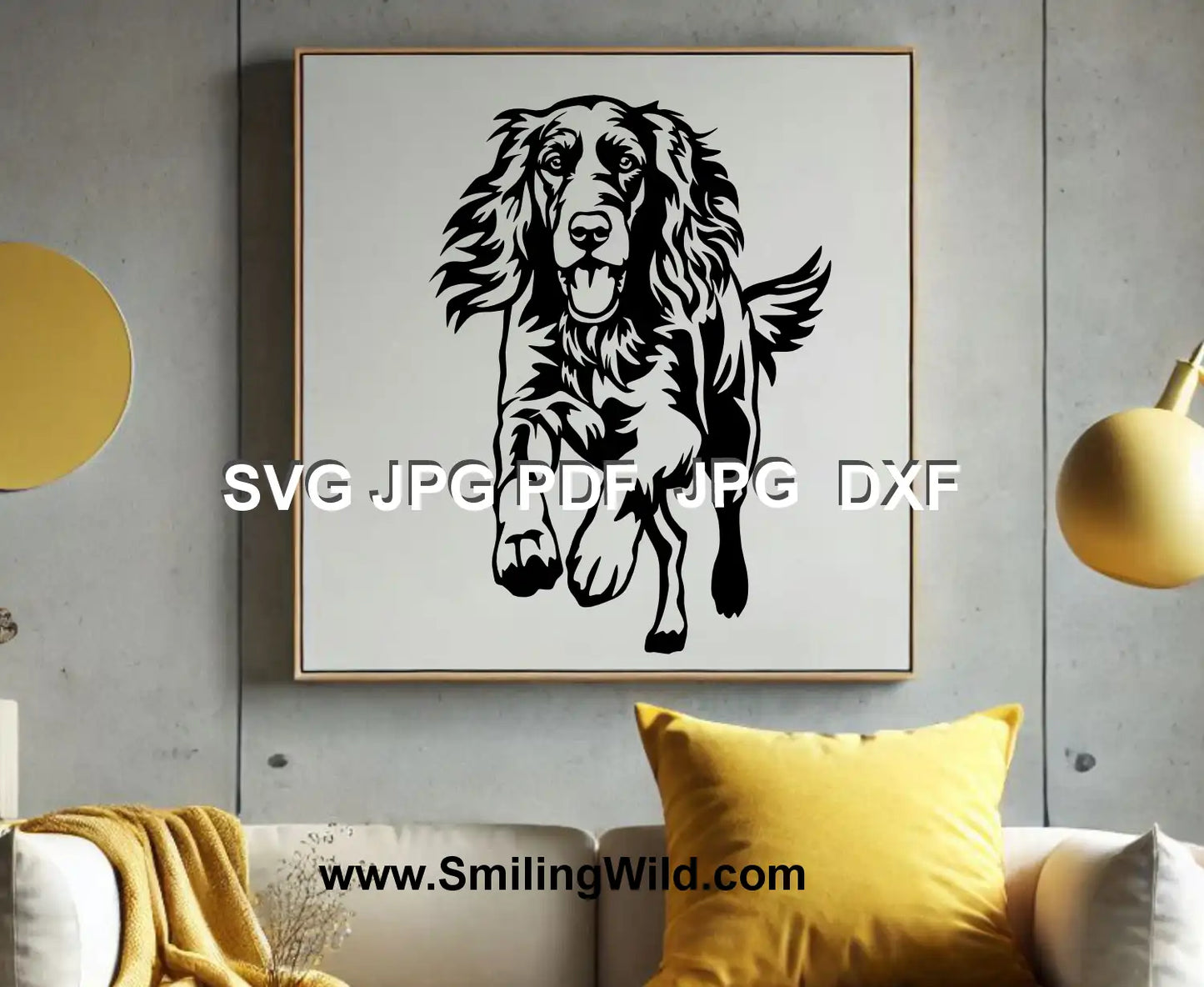 Realistic Irish Setter hunting dog vector file – detailed black design for digital crafting, engraving, and DIY projects