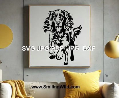 Realistic Irish Setter hunting dog vector file – detailed black design for digital crafting, engraving, and DIY projects