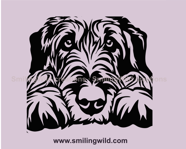 irish wolfhound cuttable design with transparent background. Dog face's frontal view.