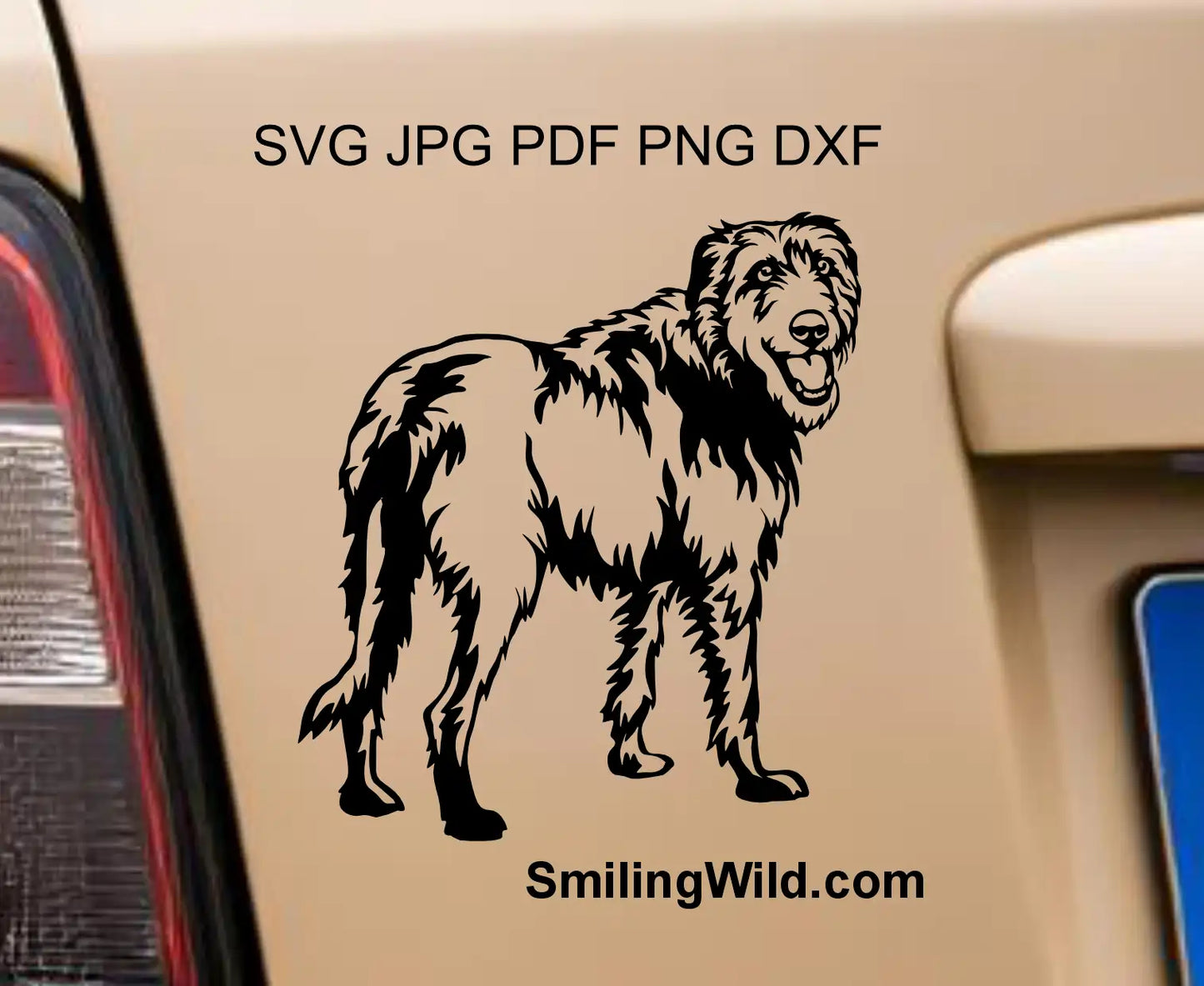 Full-body Irish Wolfhound dog dxf vector artwork for cutting works