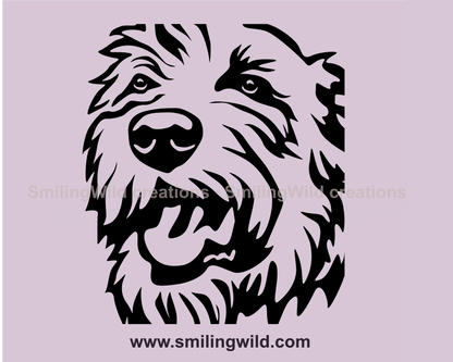 irish wolfhound vector style portrait in black color