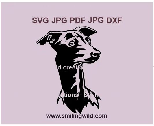Italian Greyhound dog vector SVG – Black hunting dog clipart for laser cutting & engraving