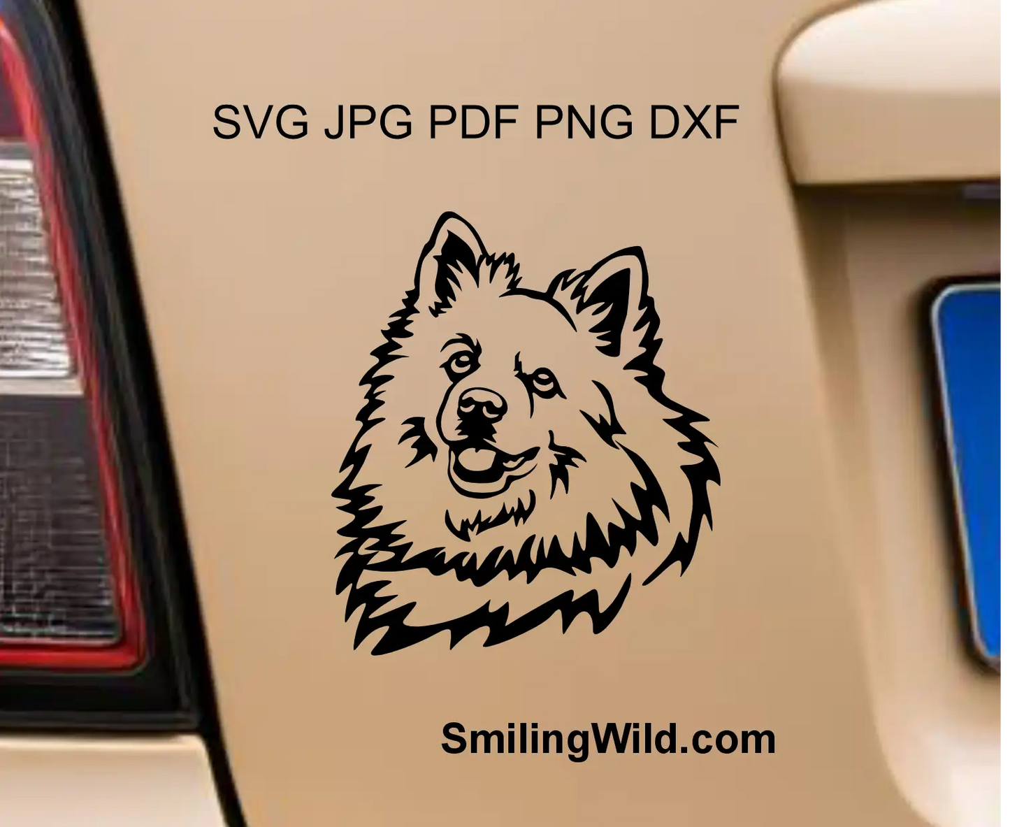 High-fidelity italian spitz face dxf cut file showcasing the specific structural lines and fluffy coat of the Volpino Italiano breed  in laser file production