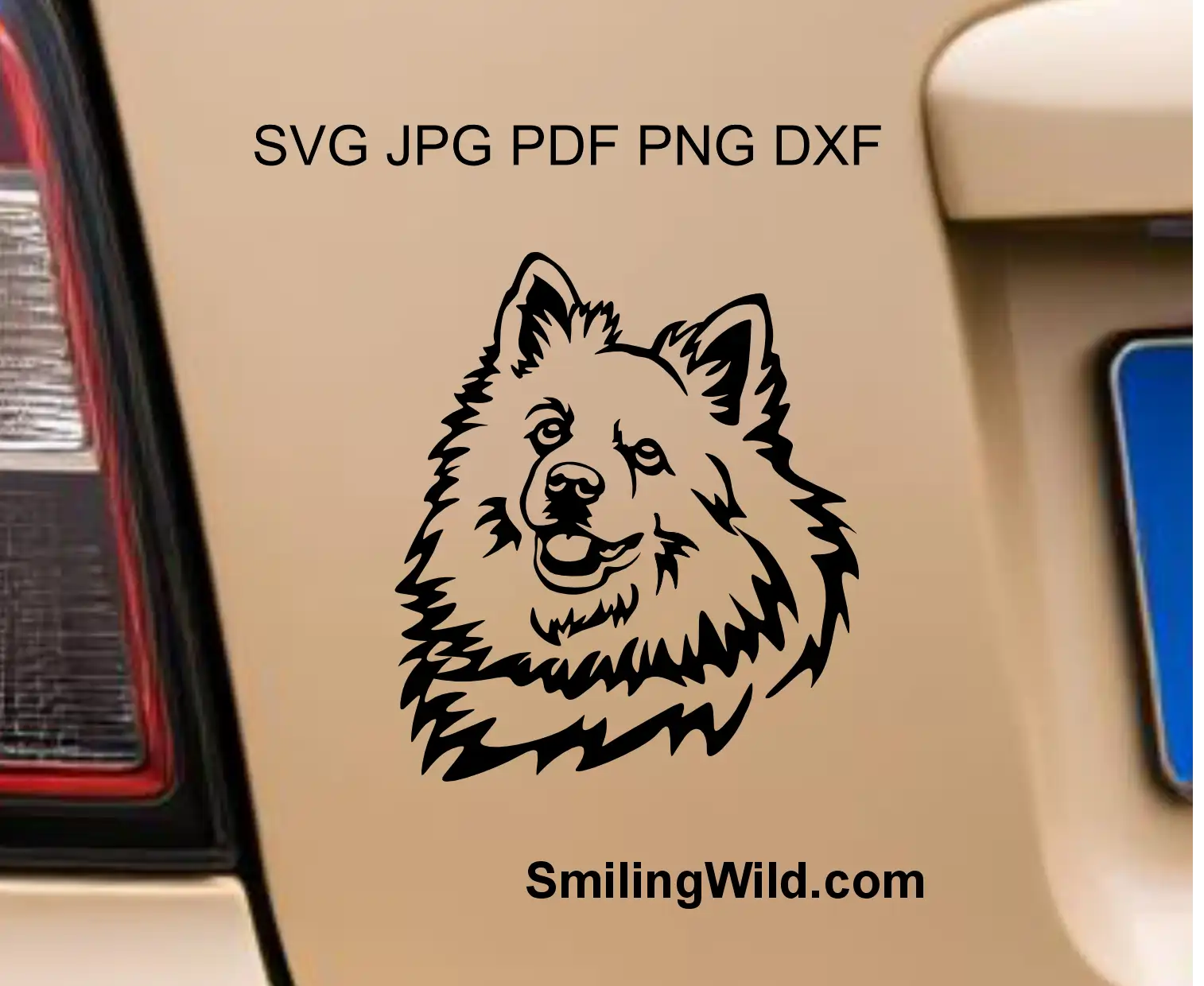 High-fidelity italian spitz face dxf cut file showcasing the specific structural lines and fluffy coat of the Volpino Italiano breed  in laser file production