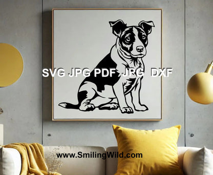 Detailed Jack Russell Terrier dxf and svg digital design for laser cutting, Cricut crafting, and pet-themed decorations