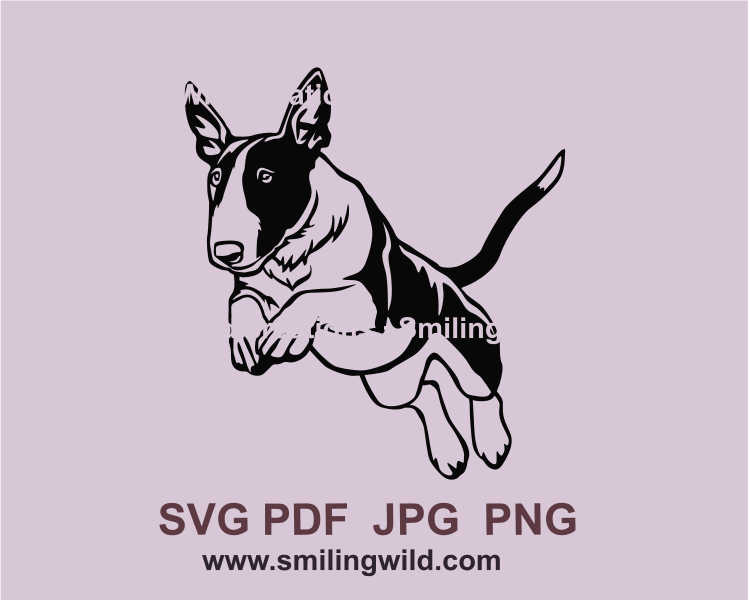 jumping bull terrier graphic design for clip art