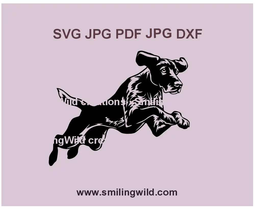 Jumping German Shorthaired Pointer DXF – High-Detail Hunting Dog Vector for Cricut & Laser Cutting