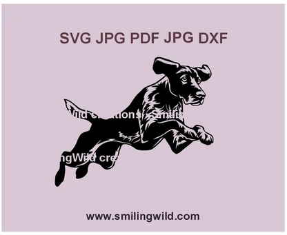 Jumping German Shorthaired Pointer DXF – High-Detail Hunting Dog Vector for Cricut & Laser Cutting