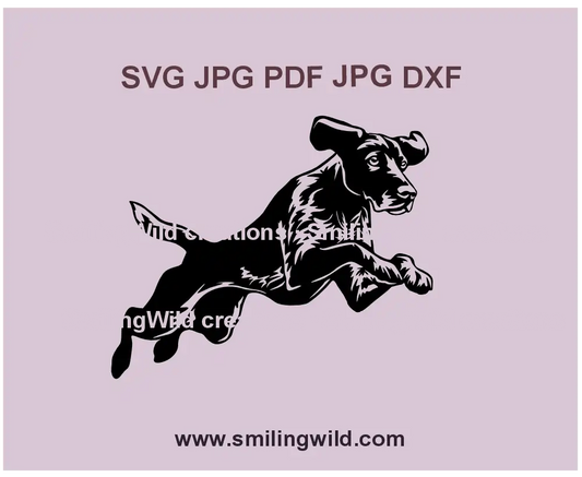Jumping German Shorthaired Pointer DXF – High-Detail Hunting Dog Vector for Cricut & Laser Cutting