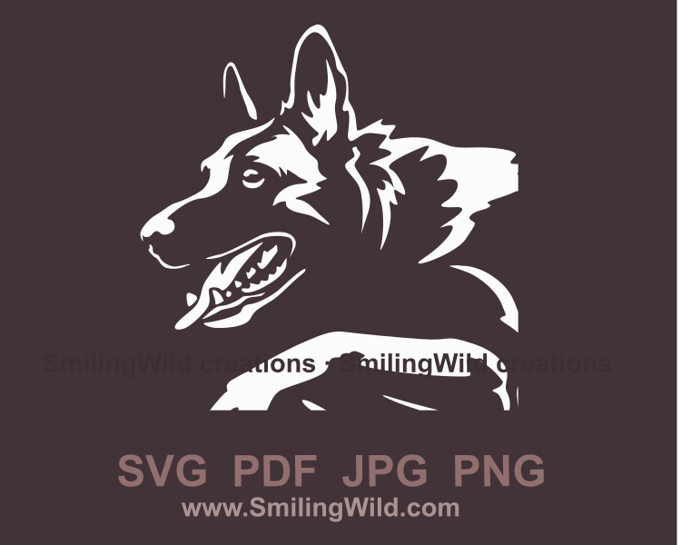 malinois white graphic art face profile