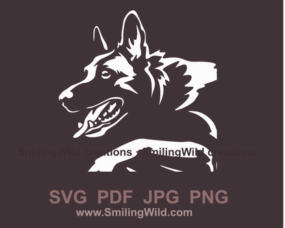 malinois white graphic art face profile