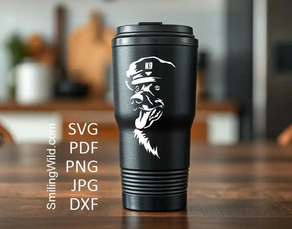 K9 Malinois Hund mit Hut SVG, DXF, PNG Clipart, Weiß - Polizist für Cricut &amp; Lasergravur