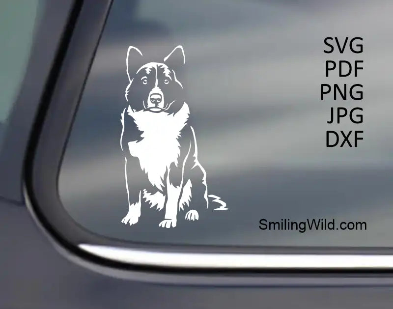 Karelian Bear dog white clipart in png and dxf files for cutting works presenting a Finnish hunting dog shown as a preview image