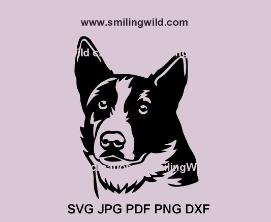 Karelian Bear Dog SVG black vector for laser cutting projects and wildlife-inspired crafts