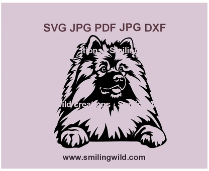 Keeshond dog breed SVG vector clipart – Realistic digital design for Cricut cutting and laser engraving
