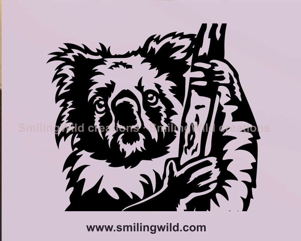 koala bear  svg graphic portrait in black color