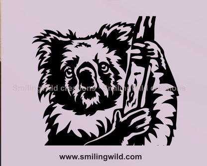 koala bear  svg graphic portrait in black color