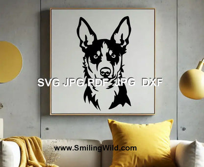 Koolie dog png and svg portrait vector design for herding dog engraving and decals