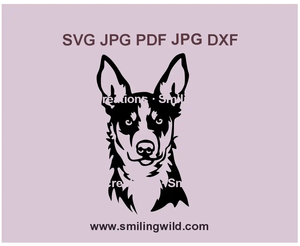 Koolie herding dog breed svg, png, dxf clipart vector for laser cutting and engraving projects.