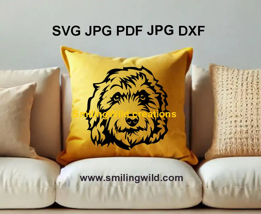 Labradoodle dog portrait DXF, png – laser cutting and engraving design for custom crafts