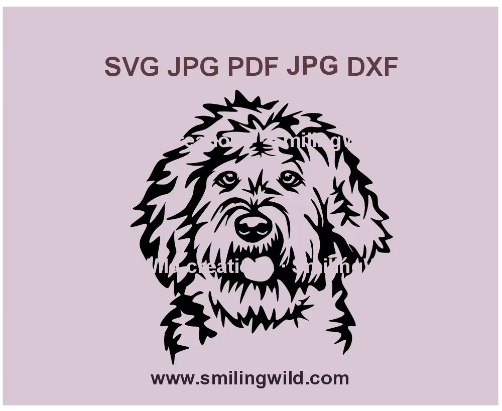 Labradoodle pet portrait SVG, png and dxf file - laser cut file for custom DIY crafts and gifts