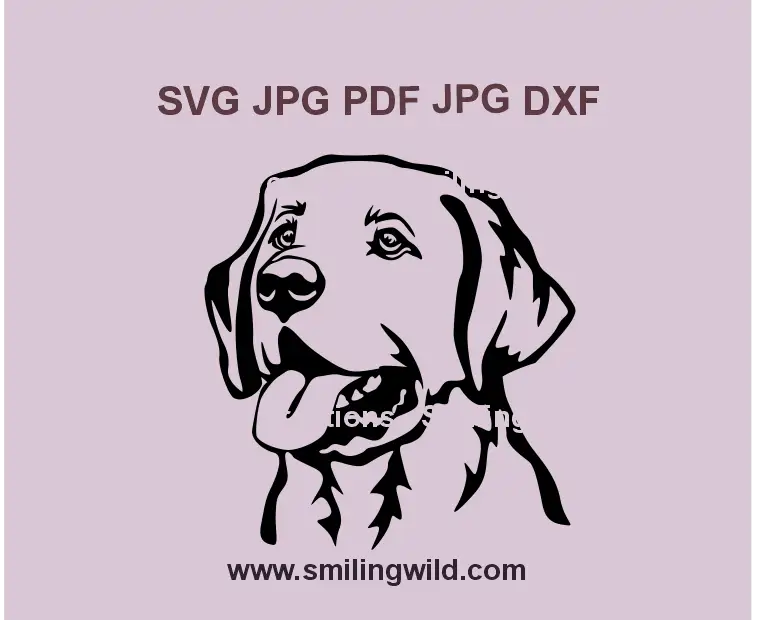 Labrador Retriever Face SVG, png, dxf - Laser Cut File for Dog black Vector Art