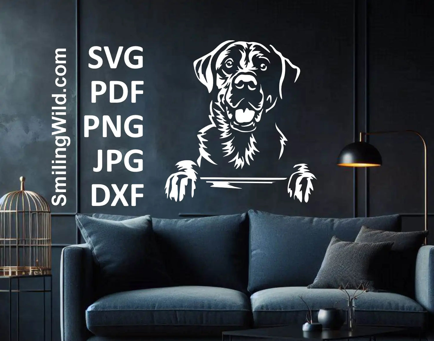 "High-quality lab clipart digital download – Labrador Retriever vector file for custom pet decor, t-shirts, and laser engraving