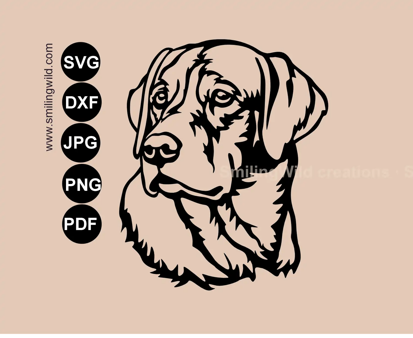 Labrador Retriever  face SVG clipart drawing as a one-piece cut file for metal wall art