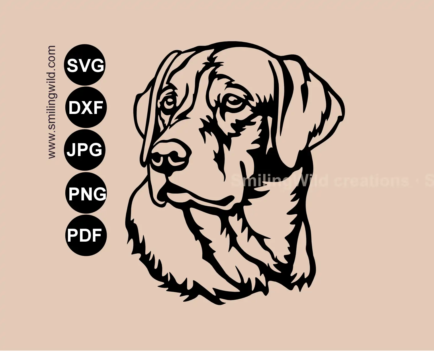 Labrador Retriever  face SVG clipart drawing as a one-piece cut file for metal wall art