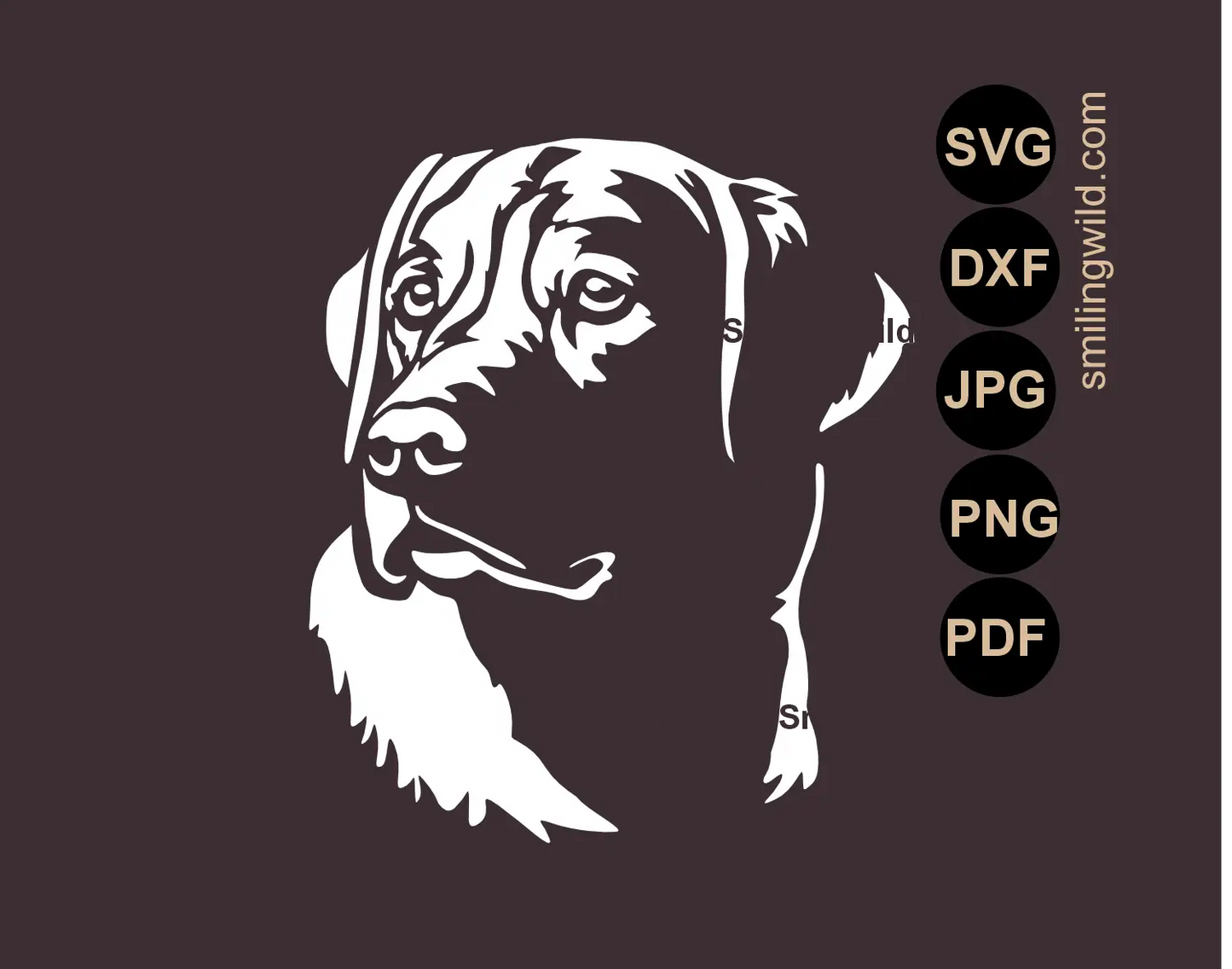 Labrador face svg clipart stencil ready cut file in white for dark surfaces