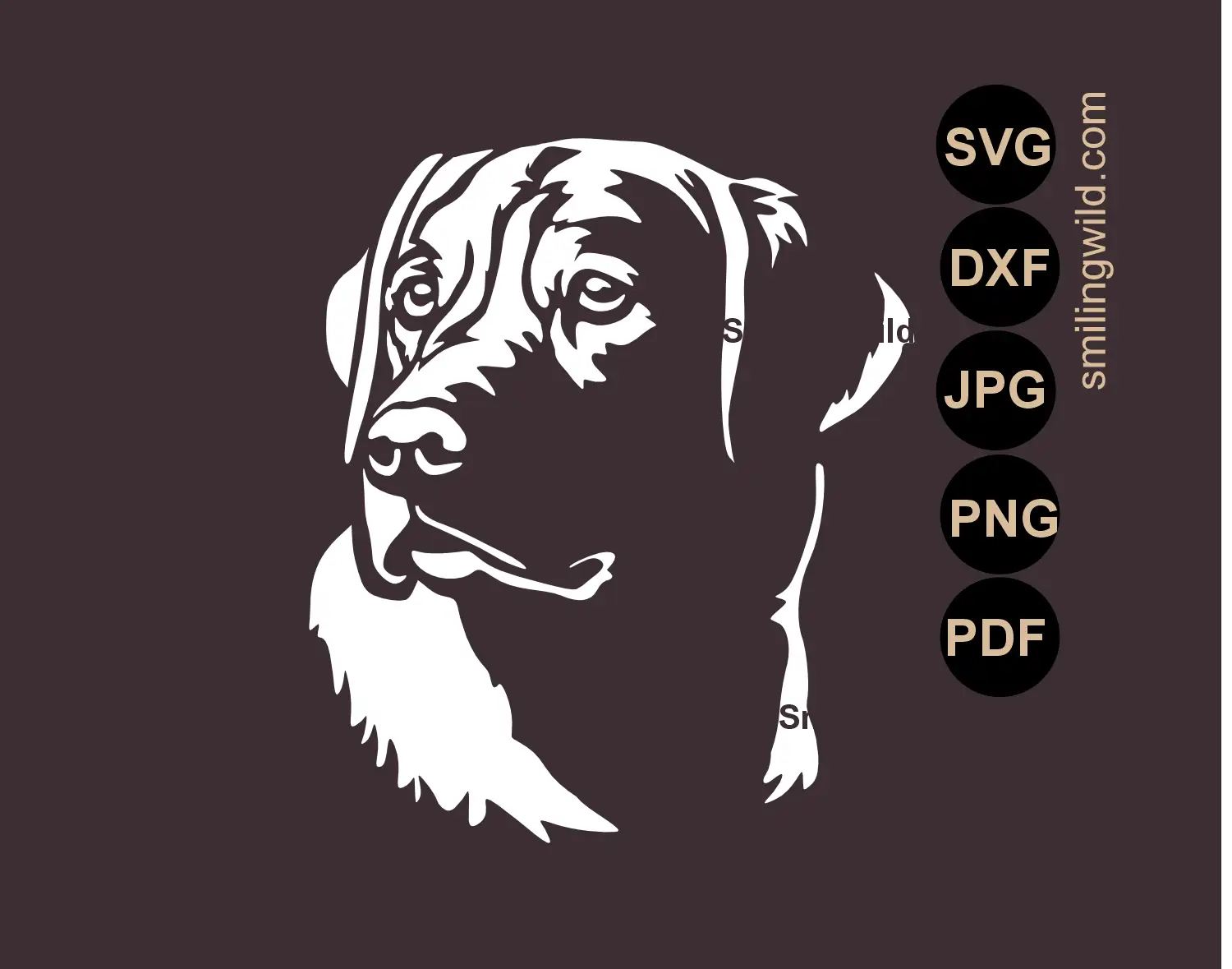 Labrador face svg clipart stencil ready cut file in white for dark surfaces