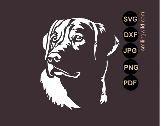Labrador face svg clipart stencil ready cut file in white for dark surfaces