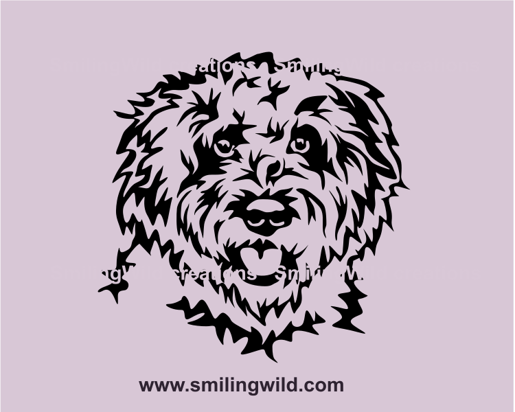 lagotto romagnolo peeking face graphic clip art image
