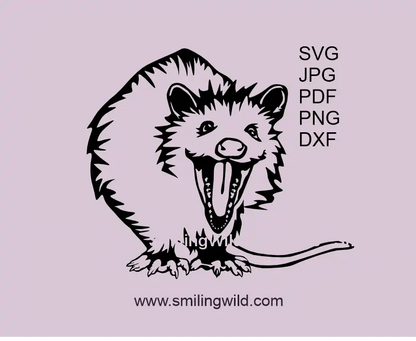 Laughing opossum SVG PNG DXF vector clipart for Cricut cutting and laser design projects