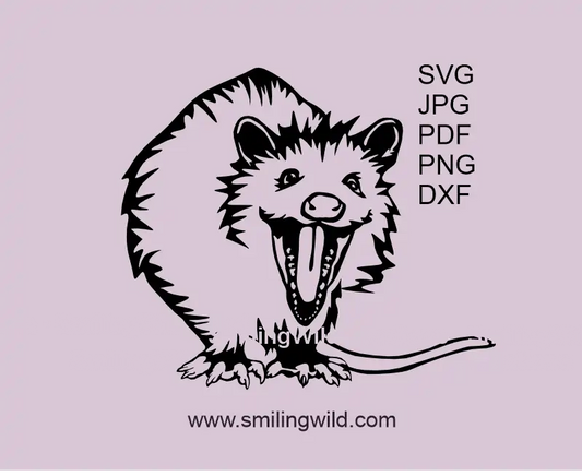 Laughing opossum SVG PNG DXF vector clipart for Cricut cutting and laser design projects