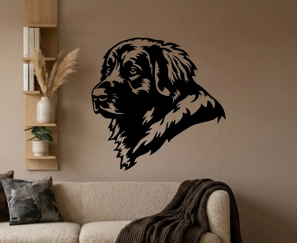 Detailed Leonberger SVG and DXF face graphic drawing optimized for cnc and laser engraving to create metal art