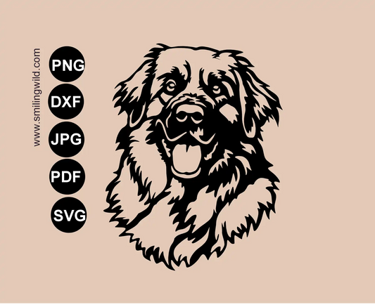 Leonberger svg cut file dog metal art cut file cnc laser paths visualized as a single piece metal wall decor template