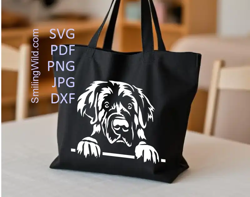 Leonberger SVG and png Clipart in white design image is made for vinyl application toshine bright on dark apparel and textiles, showing sharp, precise lines.