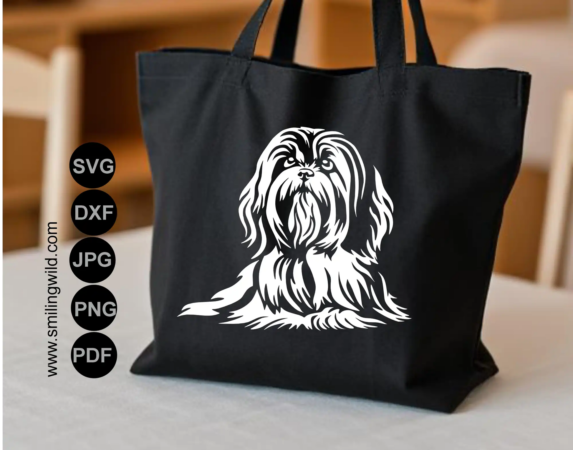 White Lhasa Apso dxf and png vector cut file for Cricut and vinyl decals.