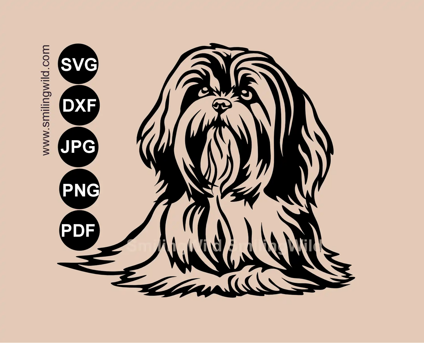 Detailed Lhasa Apso SVG full body dog vector art for professional craft