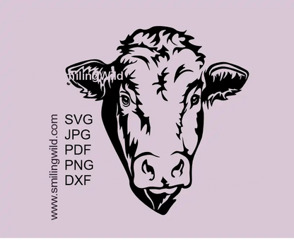 Limousin bull  head SVG PNG DXF farm animal vector clipart for Cricut and laser cutting projects