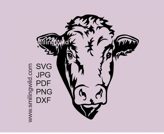 Limousin bull  head SVG PNG DXF farm animal vector clipart for Cricut and laser cutting projects