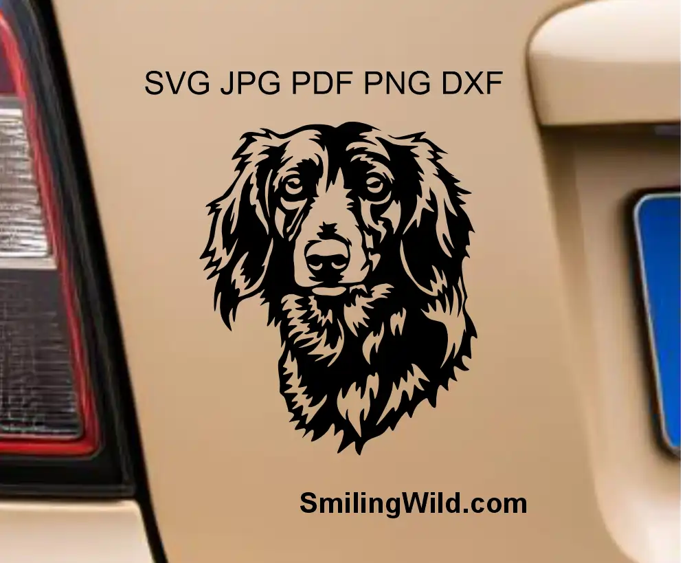 Long haired dachshund black vector clipart laser svg for high-quality vinyl cutting