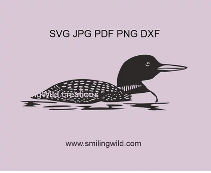 Black Canada Loon SVG, PNG & DXF vector clipart for Cricut, laser cutting, and waterfowl craft projects