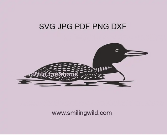 Black Canada Loon SVG, PNG & DXF vector clipart for Cricut, laser cutting, and waterfowl craft projects
