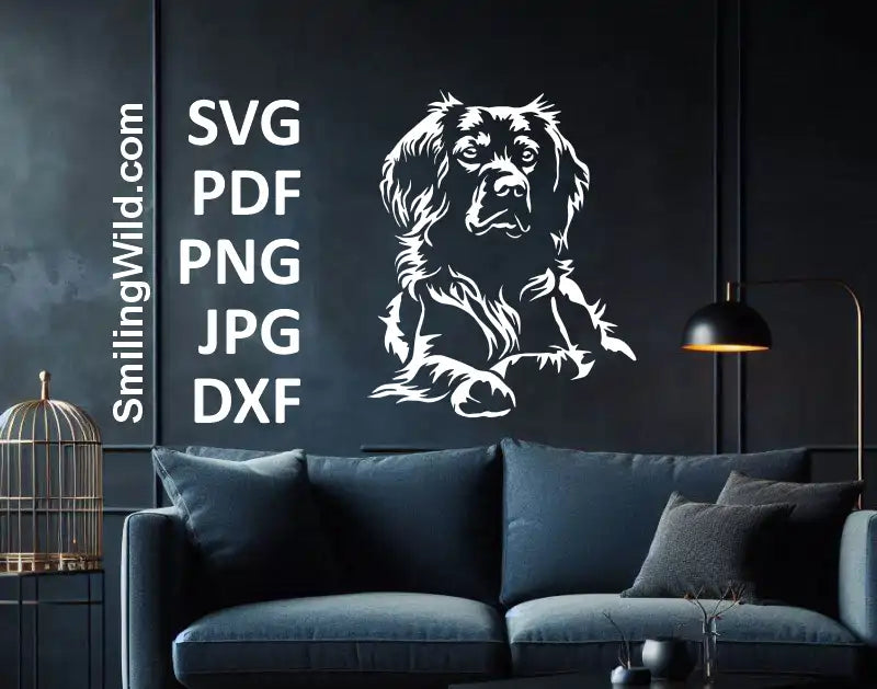 Brittany Spaniel DXF file full body dog portrait for laser cutting and engraving