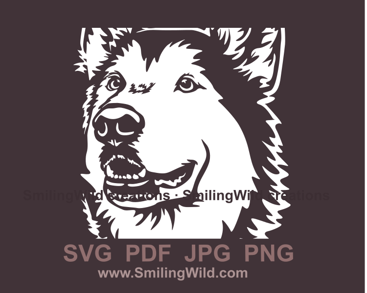 malamute clip art style portrait