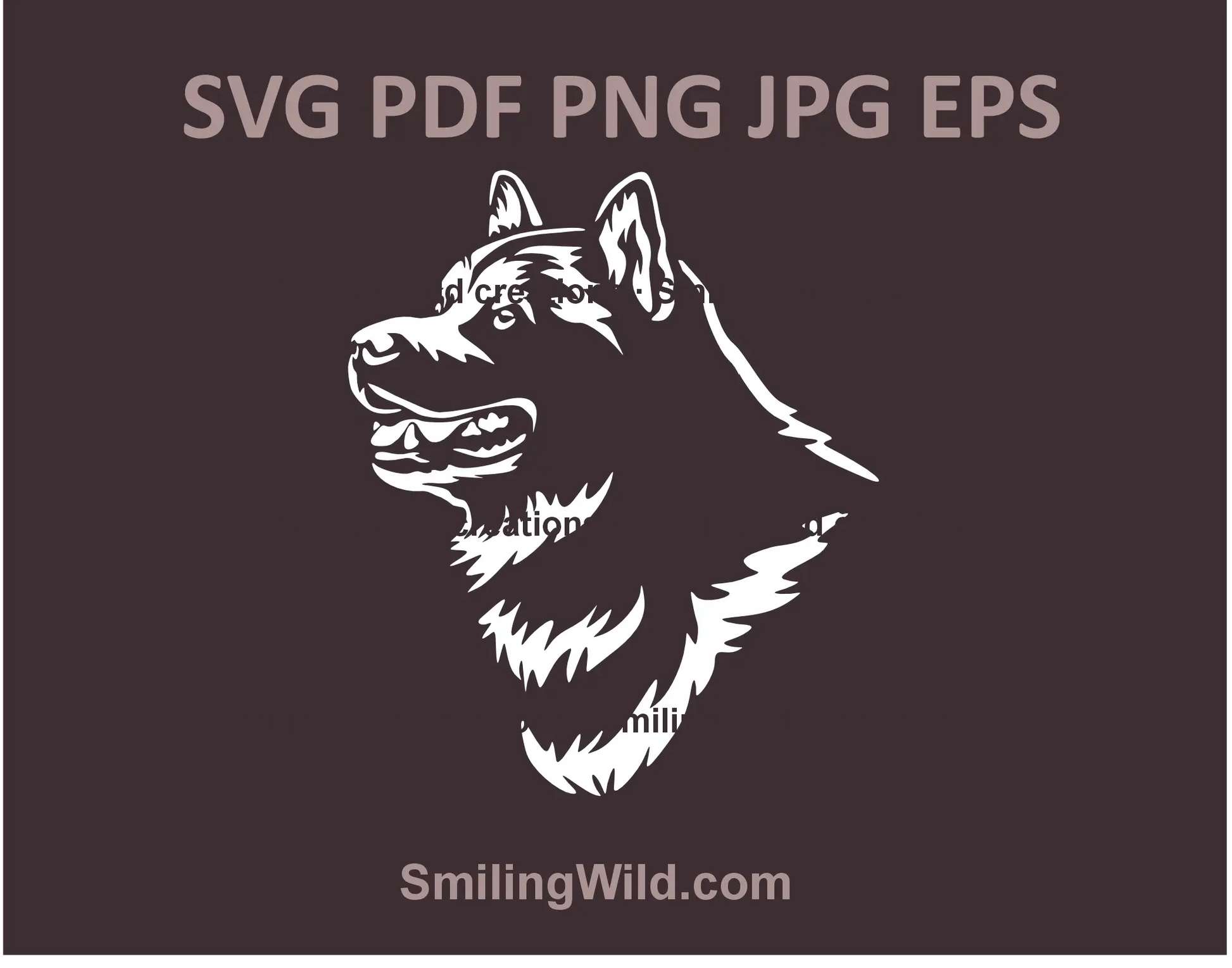 Alaskan Malamute dog clipart in SVG format for Silhouette Cameo and detailed laser cut designs